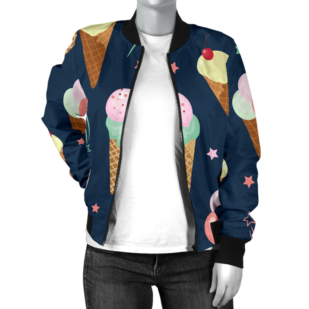 Ice Cream Pattern Print Design 04 Women's Bomber Jacket