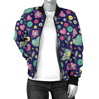 Crochet Pattern Print Design 02 Women's Bomber Jacket