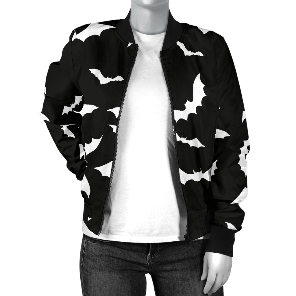 Bat Pattern Print Design 05 Women's Bomber Jacket