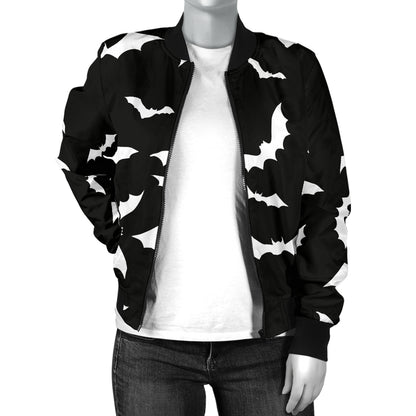 Bat Pattern Print Design 05 Women's Bomber Jacket