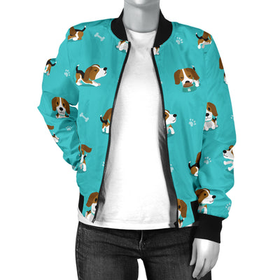 Beagle Pattern Print Design 05 Women's Bomber Jacket