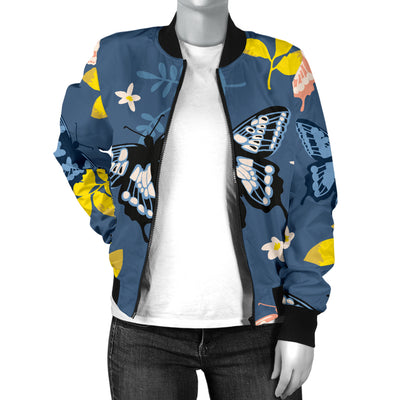 Monarch Butterfly Pattern Print Design 02 Women's Bomber Jacket