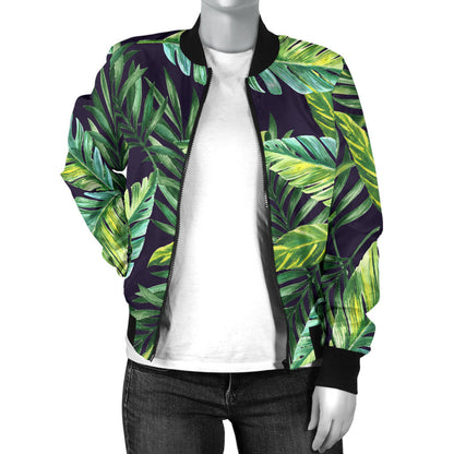 Tropical Flower Pattern Print Design TF06 Women Bomber Jacket