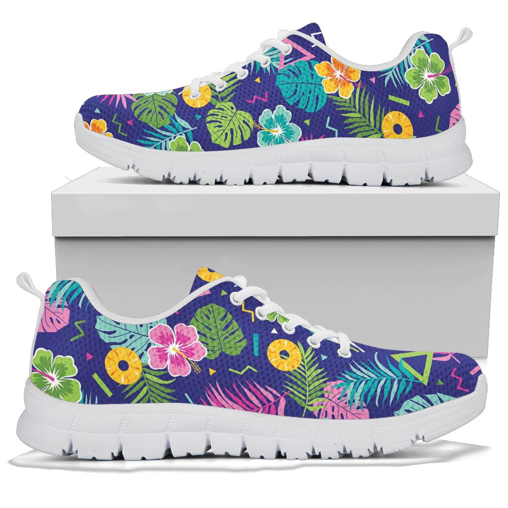 Hawaiian Themed Pattern Print Design H014 Sneakers White Bottom Shoes