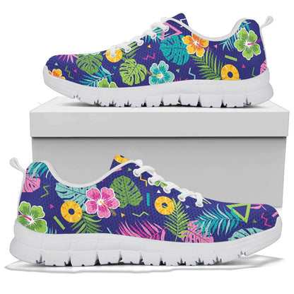 Hawaiian Themed Pattern Print Design H014 Sneakers White Bottom Shoes