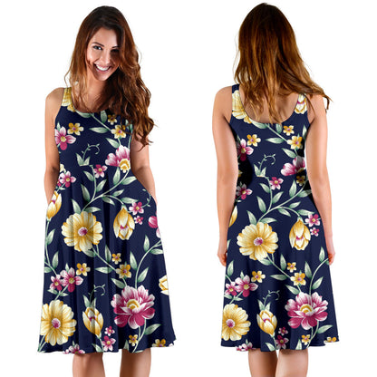 Gerberas Pattern Print Design GB03 Midi Dress
