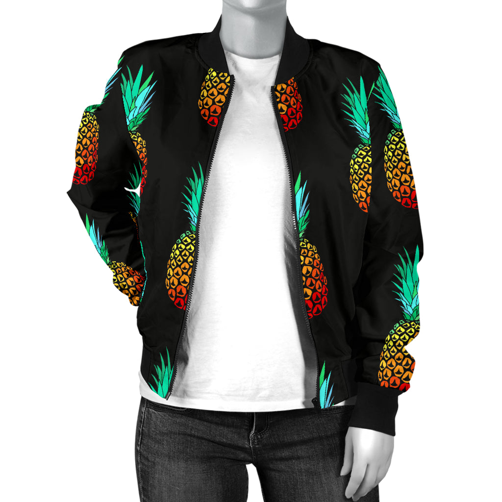 Pineapple Pattern Print Design A05 Women's Bomber Jacket