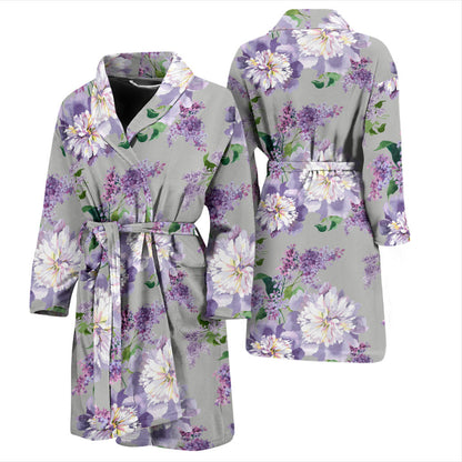 Lilac Pattern Print Design LI07 Men Bathrobe