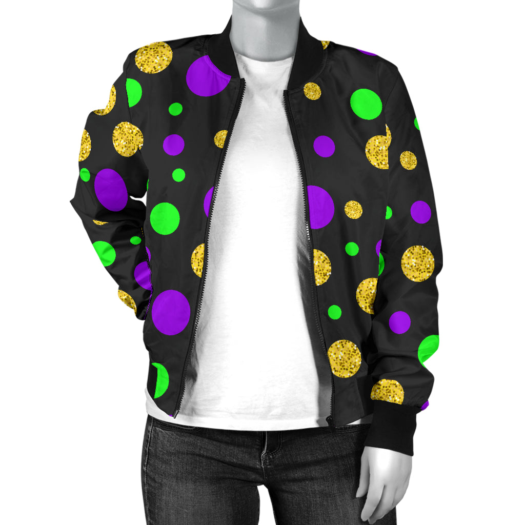 Mardi Gras Pattern Print Design 07 Women's Bomber Jacket