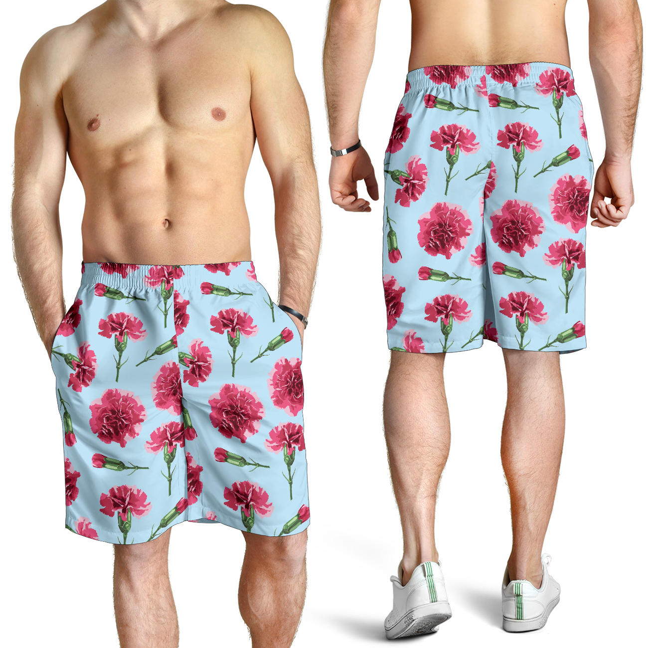 Carnations Pattern Print Design CN01 Mens Shorts