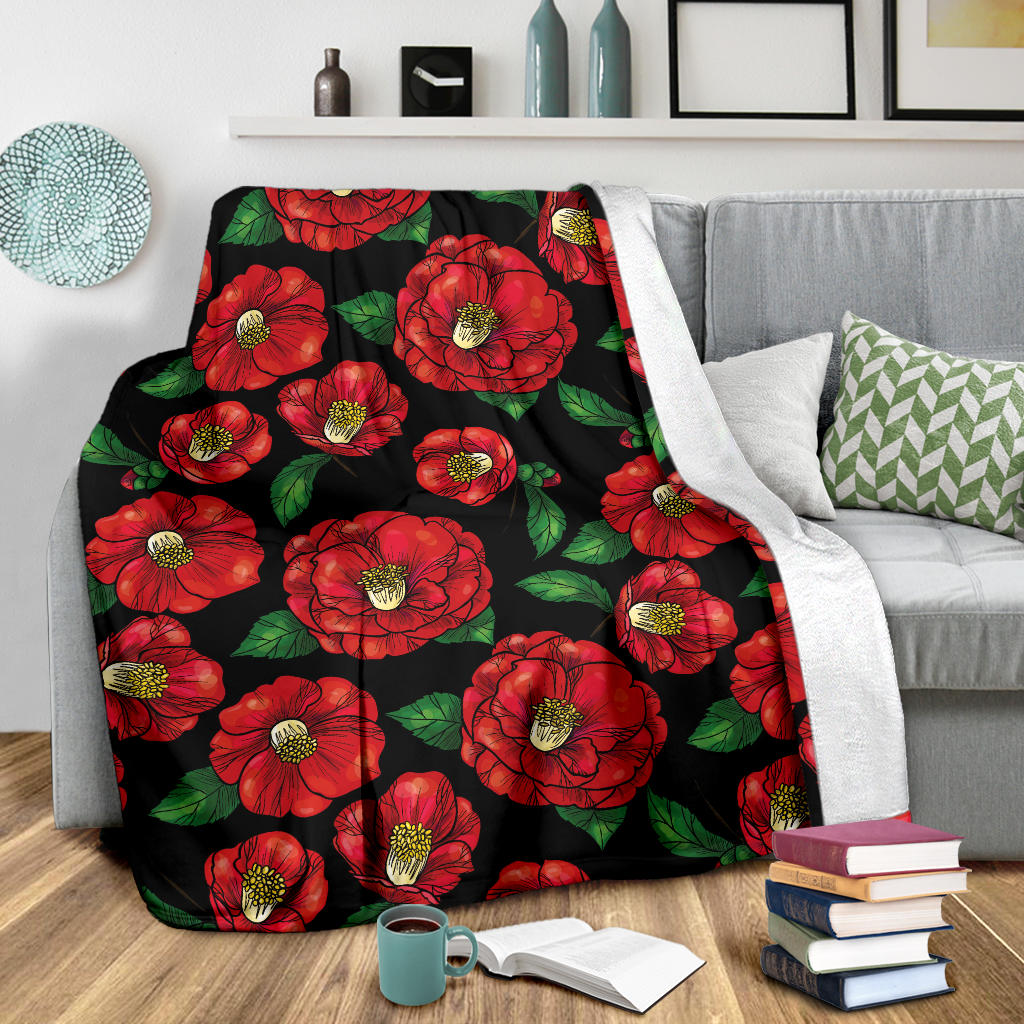 Camellia Pattern Print Design CM07 Fleece Blanket