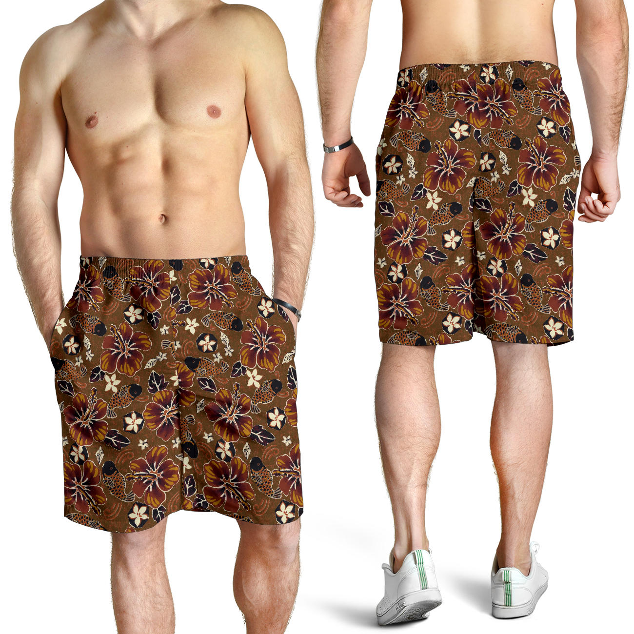 Hawaiian Themed Pattern Print Design H01 Mens Shorts