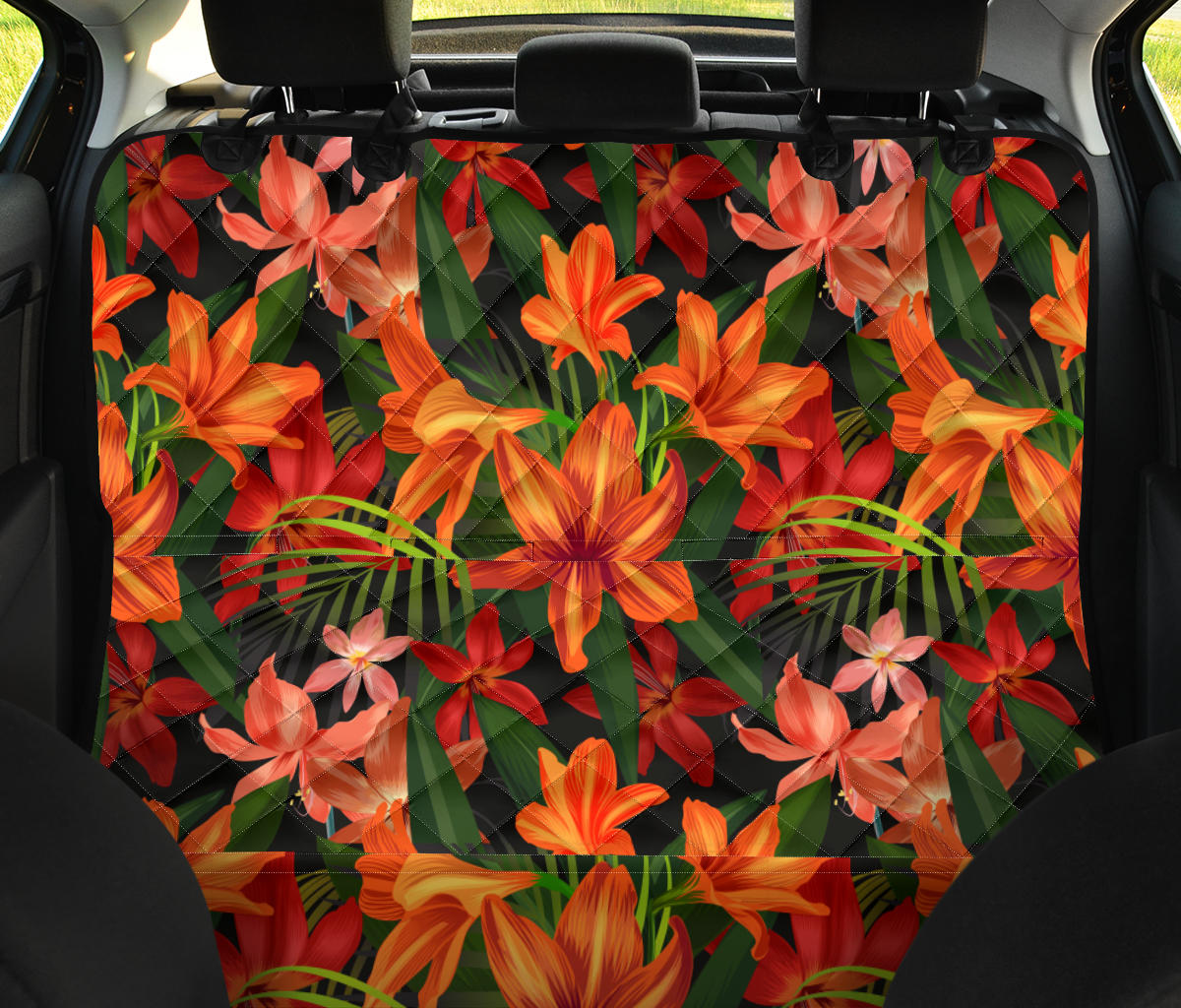 Amaryllis Pattern Print Design AL05 Rear Dog  Seat Cover