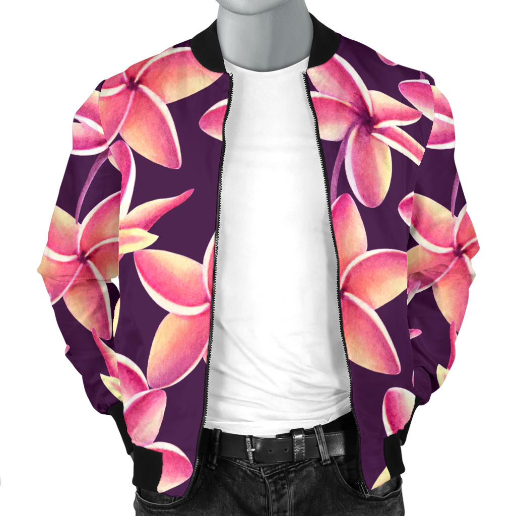 Purple Plumeria Pattern Print Design PM010 Men Bomber Jacket