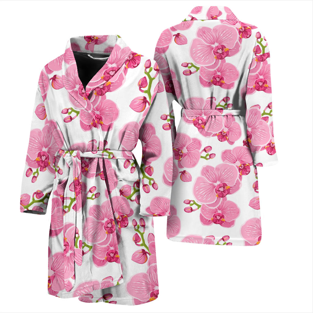 Orchid Pink Pattern Print Design OR07 Men Bathrobe
