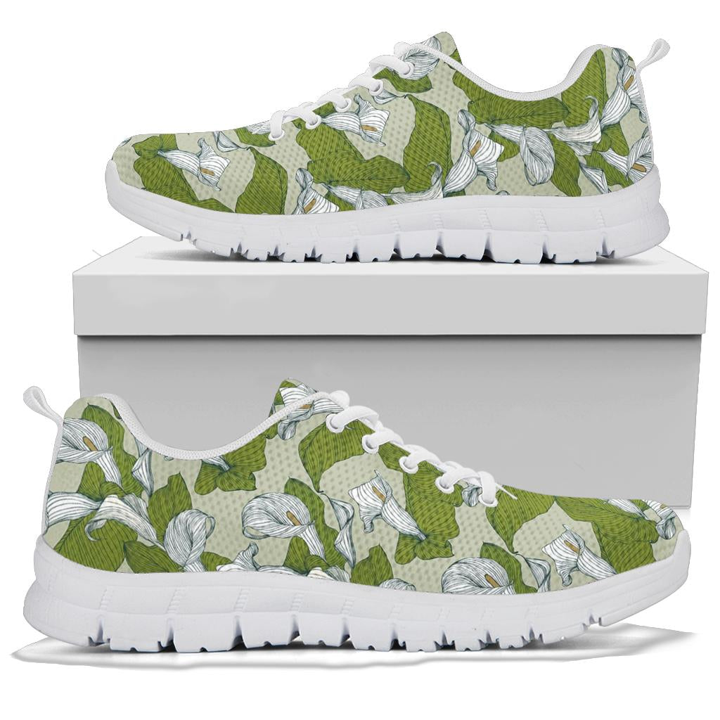 Lily Pattern Print Design LY08 Sneakers White Bottom Shoes