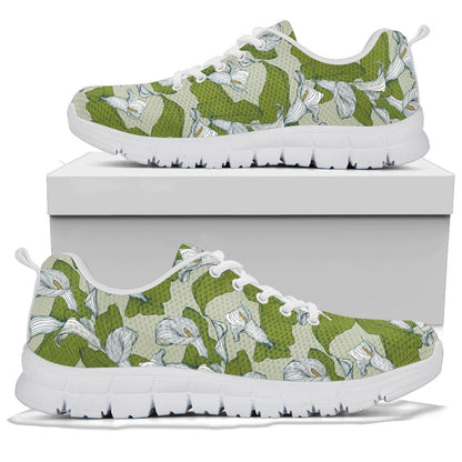 Lily Pattern Print Design LY08 Sneakers White Bottom Shoes