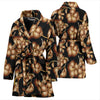 Brown Hibiscus Pattern Print Design HB06 Women Bathrobe