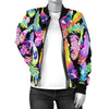 Neon Feather Pattern Print Design A02 Women's Bomber Jacket