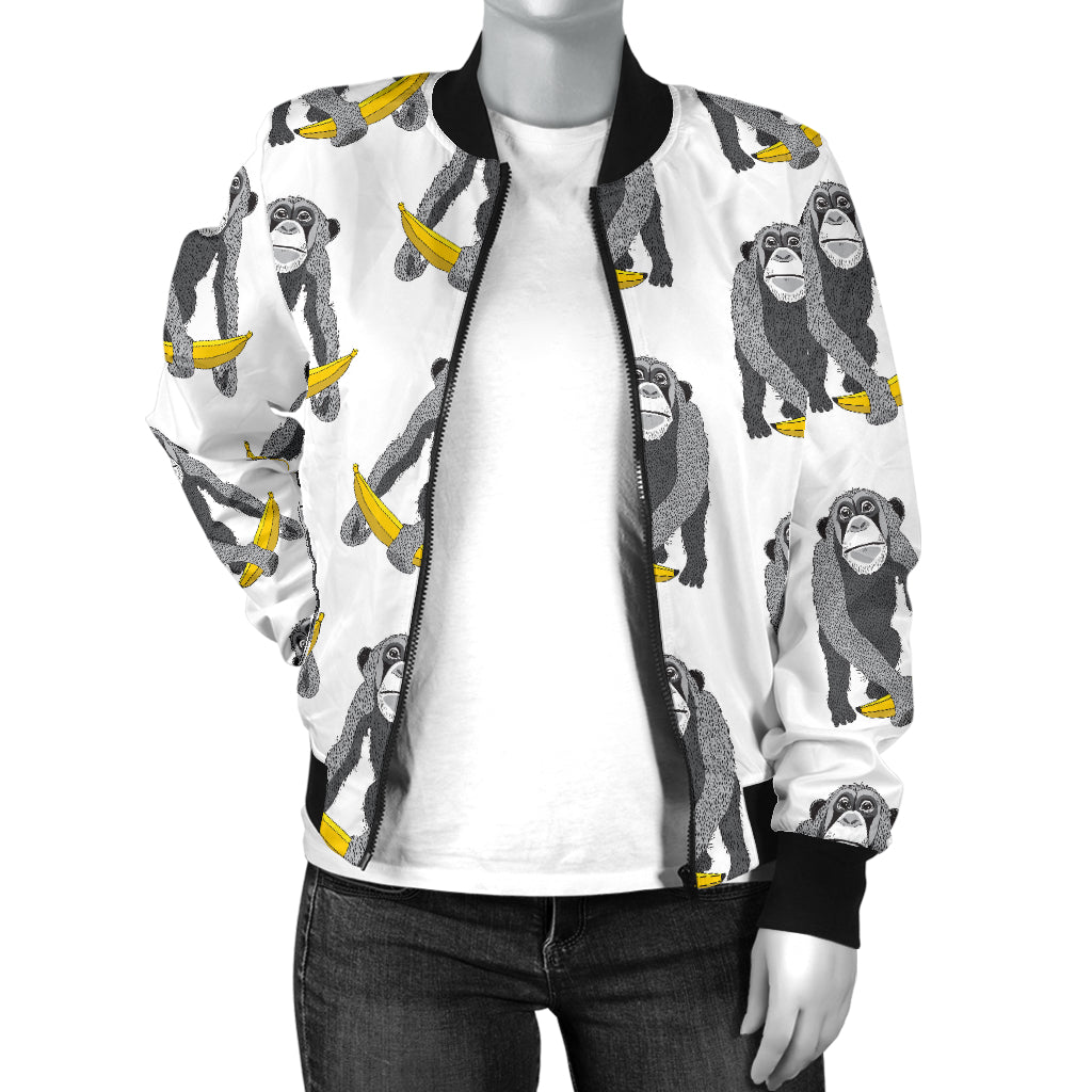 Chimpanzee Pattern Print Design 05 Women's Bomber Jacket
