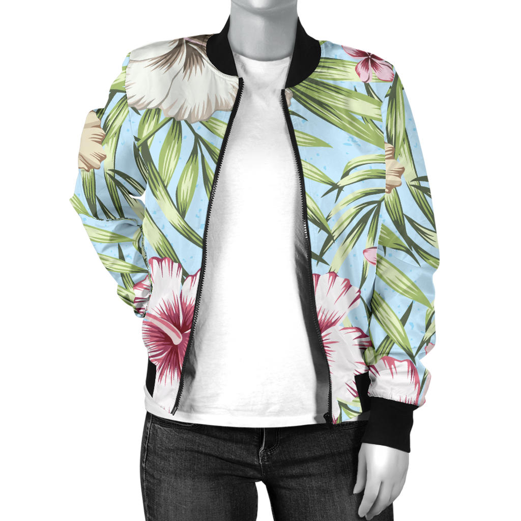 Tropical Flower Pattern Print Design TF05 Women Bomber Jacket