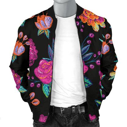 Marigold Pattern Print Design MR02 Men Bomber Jacket