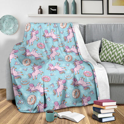 Donut Unicorn Pattern Print Design DN016 Fleece Blanket