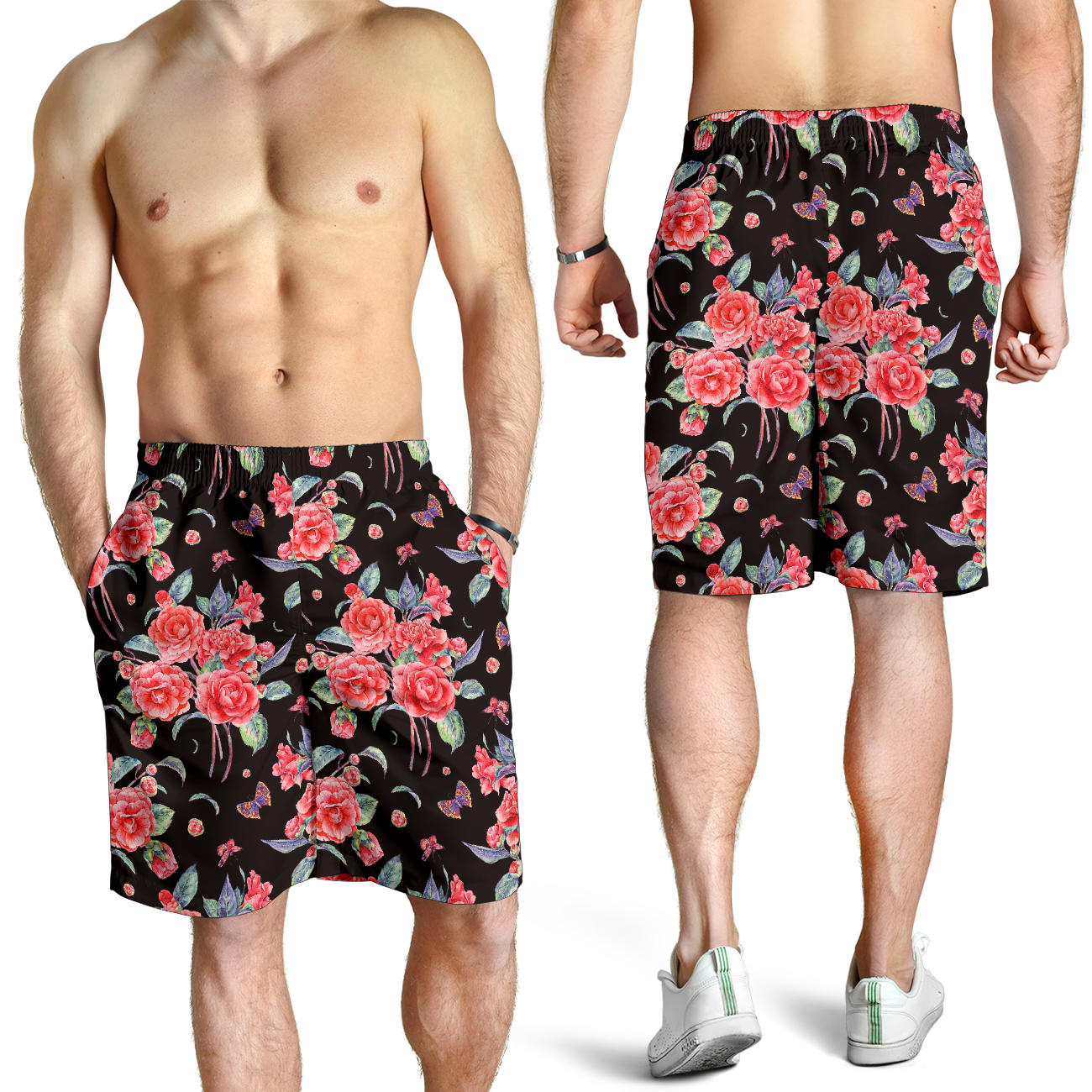 Camellia Pattern Print Design CM03 Mens Shorts