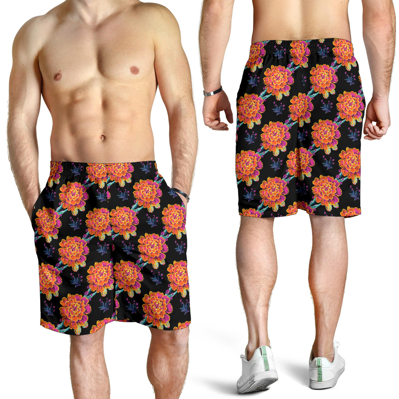 Marigold Pattern Print Design MR04 Mens Shorts