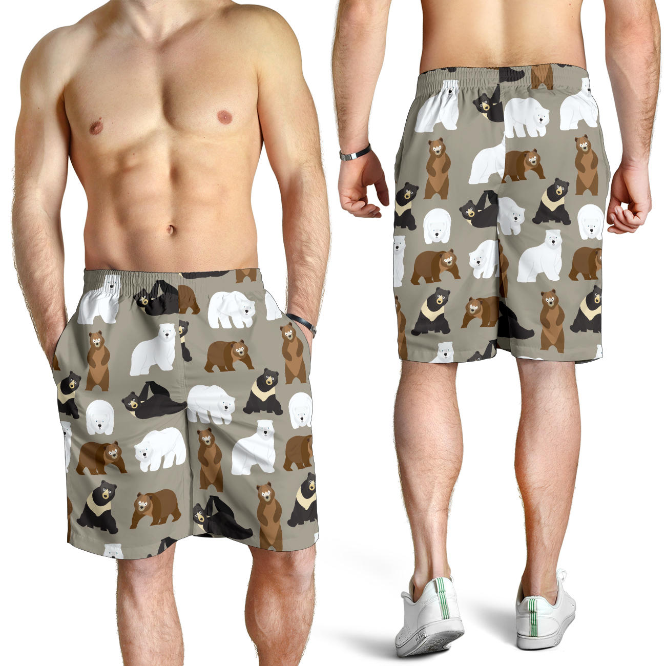 Bear Pattern Print Design BE03 Mens Shorts