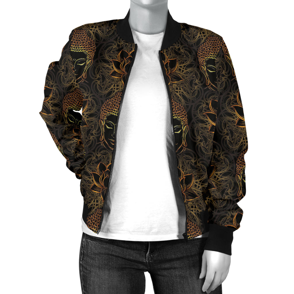 Buddha Pattern Print Design 03 Women's Bomber Jacket