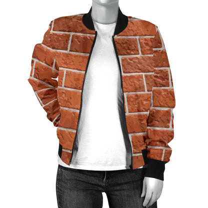 Brick Brown Pattern Print Design 02 Women's Bomber Jacket