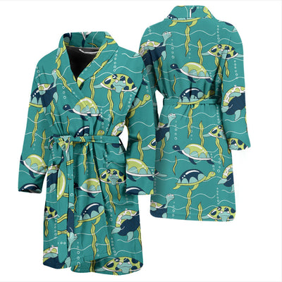 Sea Turtle Pattern Print Design T08 Men Bathrobe