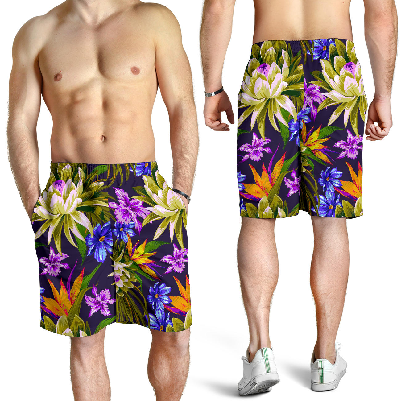 Water Lily Pattern Print Design WL08 Mens Shorts