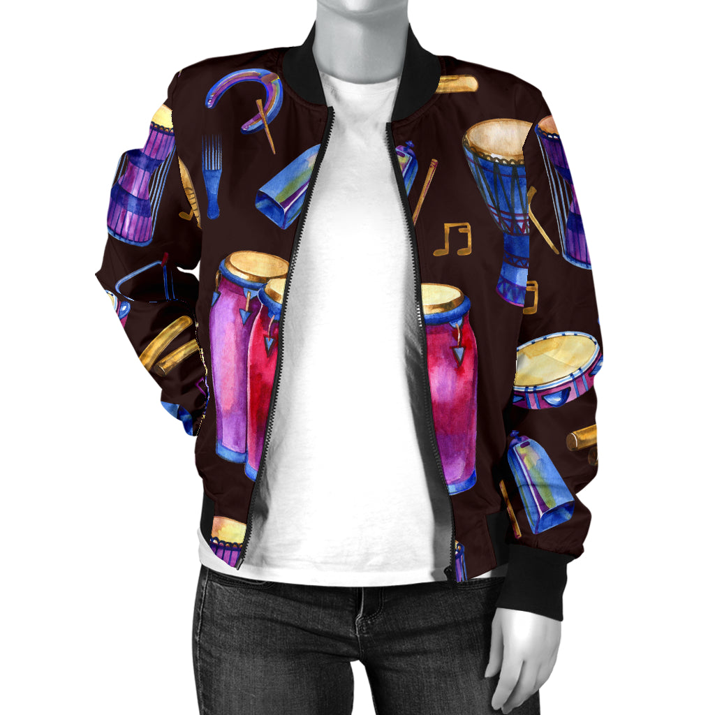 Percussion Neon Pattern Print Design 04 Women's Bomber Jacket