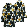 White Plumeria Pattern Print Design PM022 Women Bathrobe