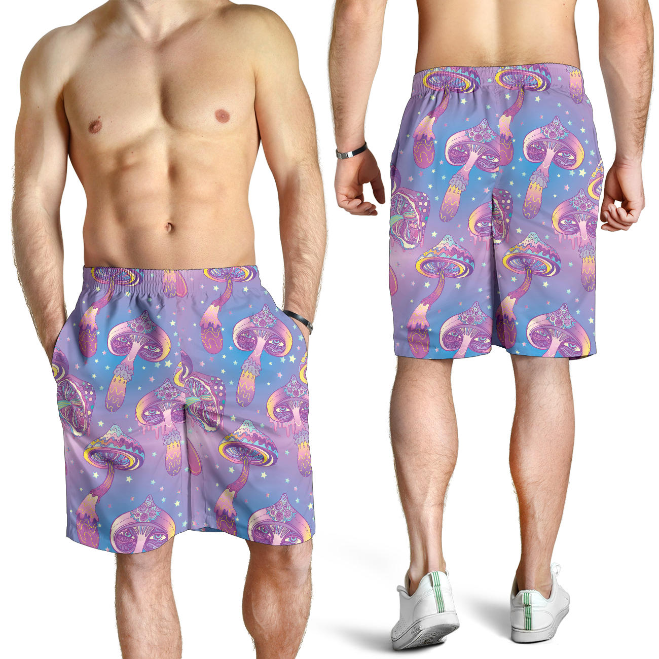 Psychedelic Mushroom Pattern Print Design A01 Mens Shorts