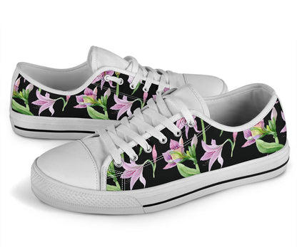 Amaryllis Pattern Print Design AL08 White Bottom Low Top Shoes