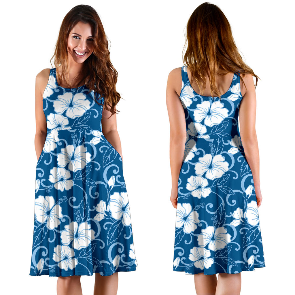 Hibiscus Pattern Print Design HB03 Midi Dress
