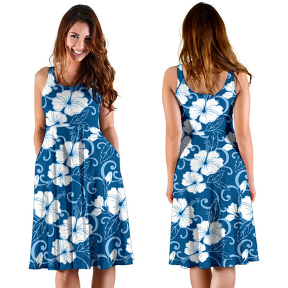 Hibiscus Pattern Print Design HB03 Midi Dress