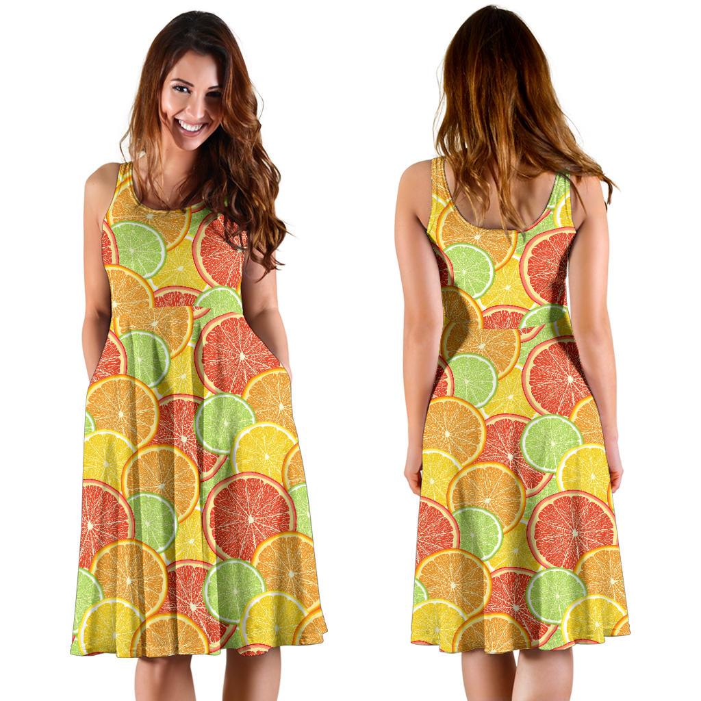 Grapefruit Pattern Print Design GF01 Midi Dress