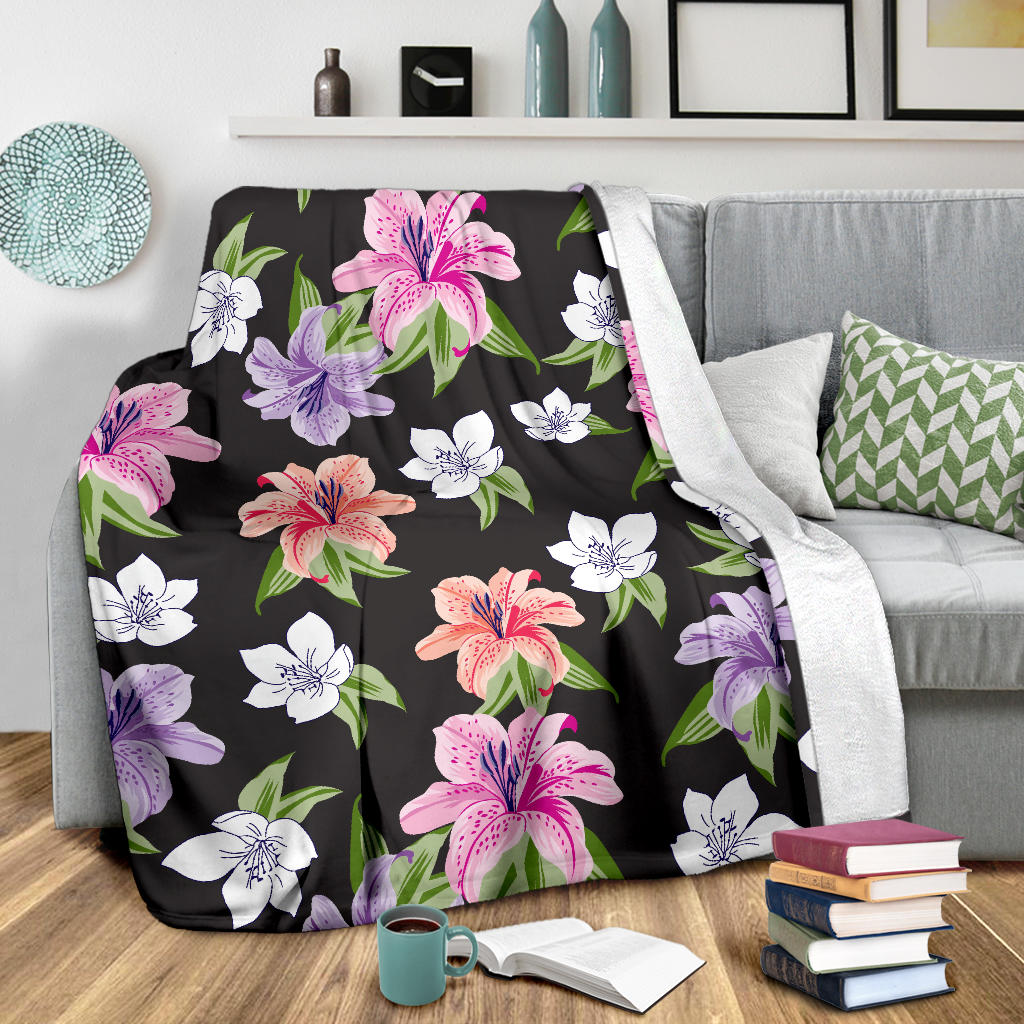 Lily Pattern Print Design LY02 Fleece Blanket