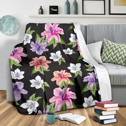 Lily Pattern Print Design LY02 Fleece Blanket