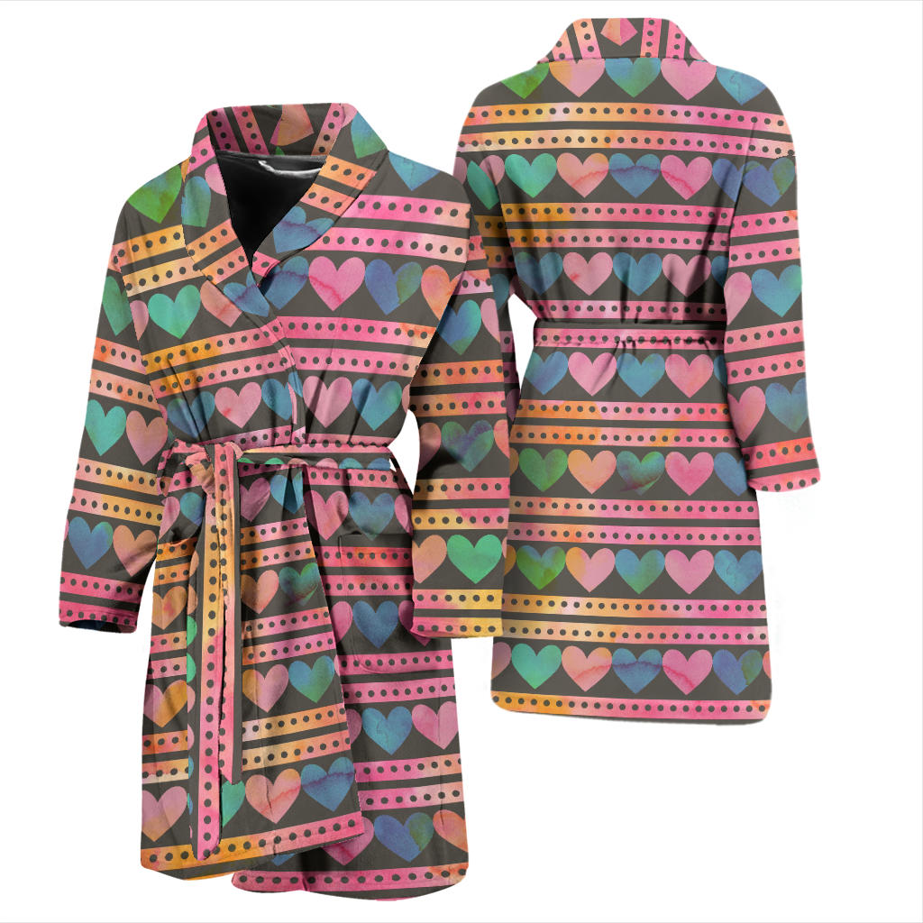 Heart Pattern Print Design HE010 Men Bathrobe