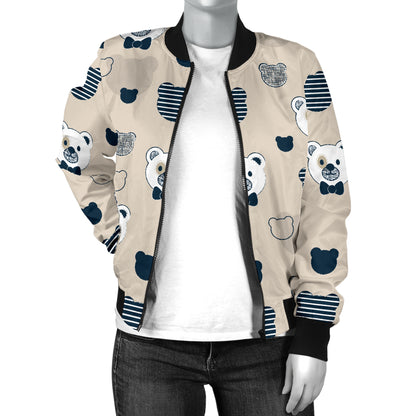 Bear Pattern Print Design 05 Women's Bomber Jacket