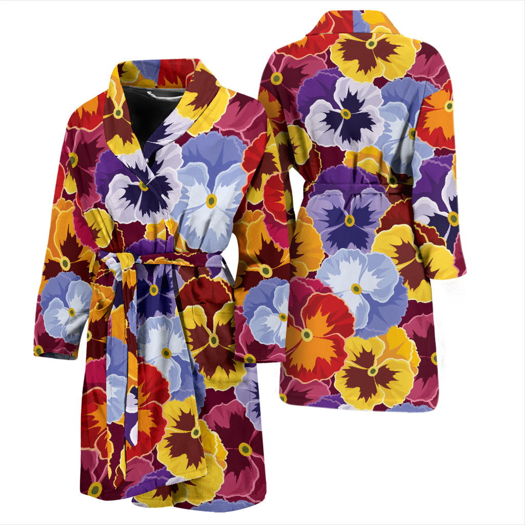 Pansy Pattern Print Design PS01 Men Bathrobe