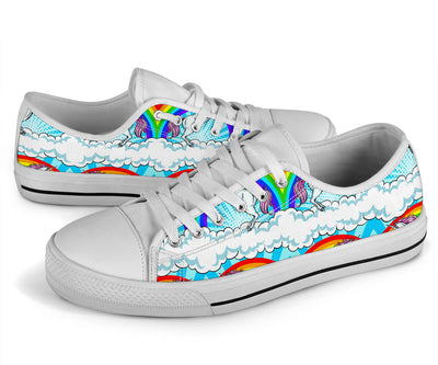 Unicorn Rainbow White Bottom Low Top Shoes