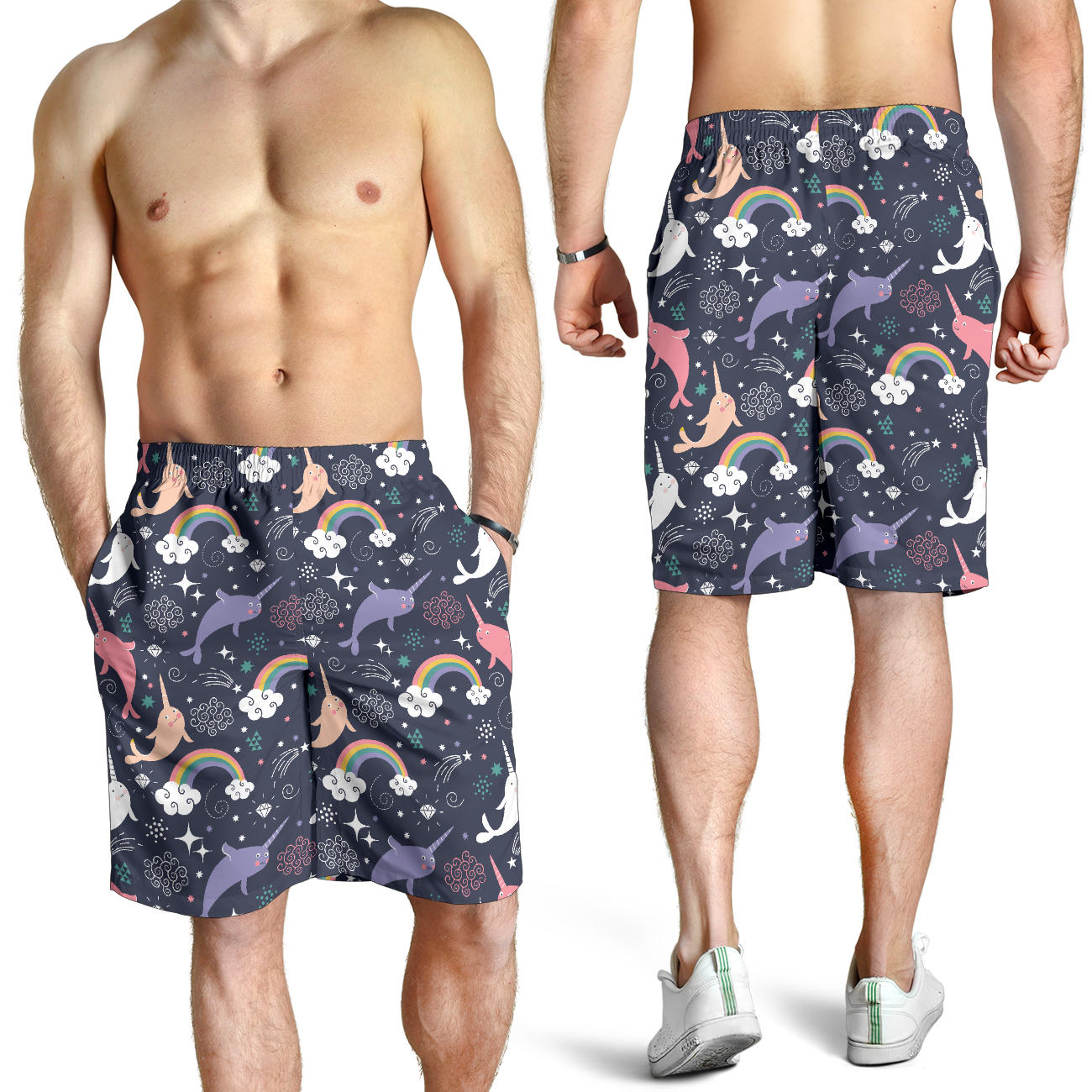 Narwhal Pattern Print Design 01 Mens Shorts