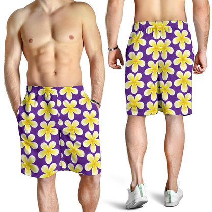 Yellow Plumeria Pattern Print Design PM05 Mens Shorts