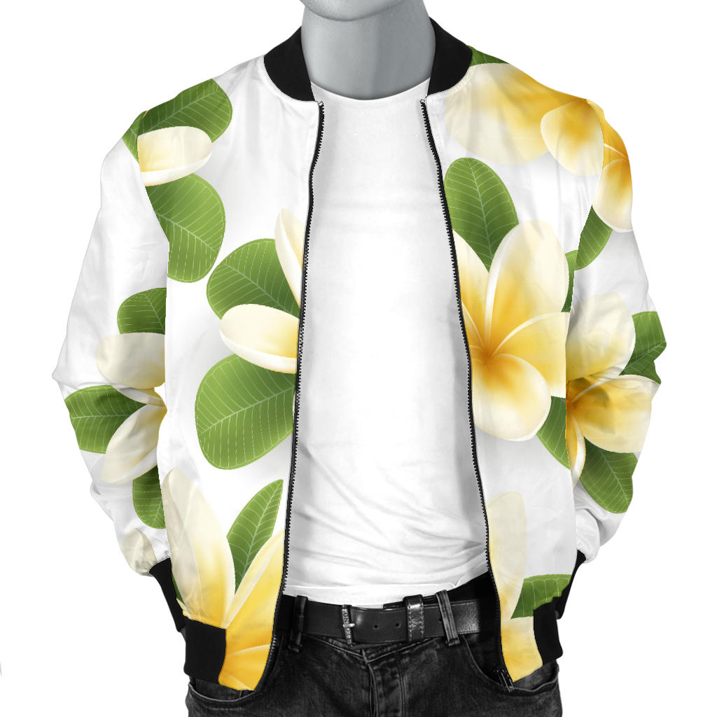 Yellow Plumeria Pattern Print Design PM012 Men Bomber Jacket